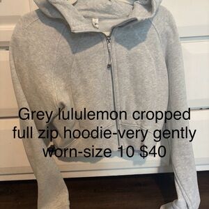 Lululemon Gray Cropped Full Zip Hoodie
